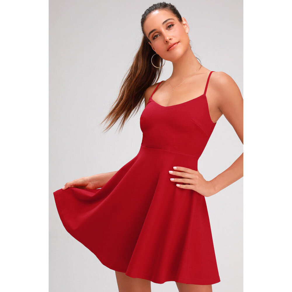 Lulus Red Skater Mini Dress Do You Wanna Dance? NWT